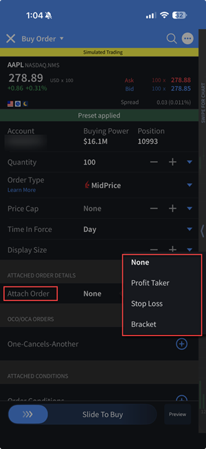 Attached Orders Android Phone The attached orders menu on the Android Phone